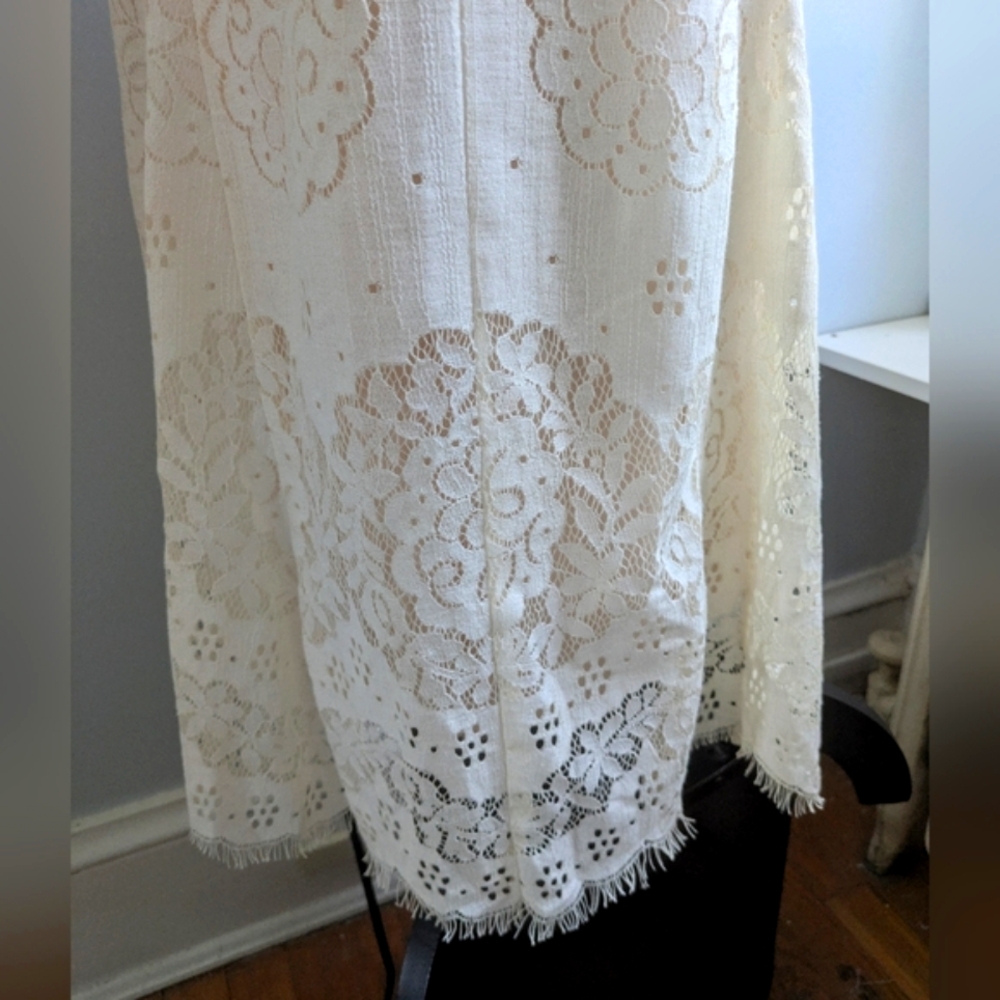 Anna Sui Boho Cream Lace Sleeveless Maxi Dress Size 6 - Picture 6 of 14